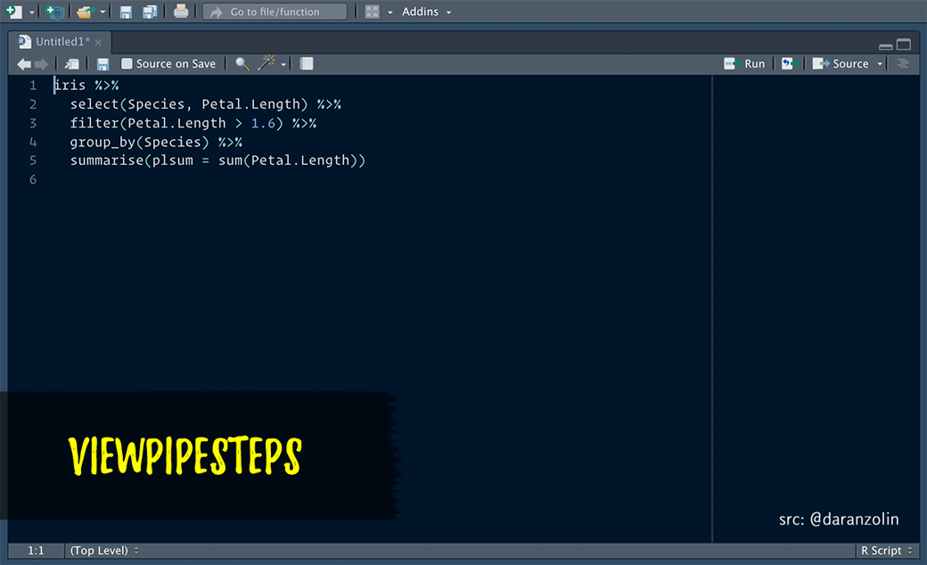 The View Pipe Chain Steps RStudio addin